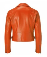 SHop The Women's Orange Leather Motorcycle Jacket