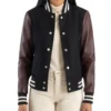 Women's Black and Brown Varsity Jacket