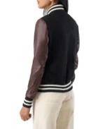 Women's Black and Brown Varsity Jacket - Image 2