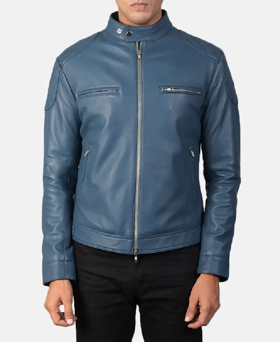 Men'S Blue Biker Leather Jacket 3 Shop Men'S Blue Biker Leather Jacket