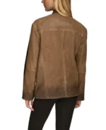 Women Color Block Racer Leather Jacket - Image 2