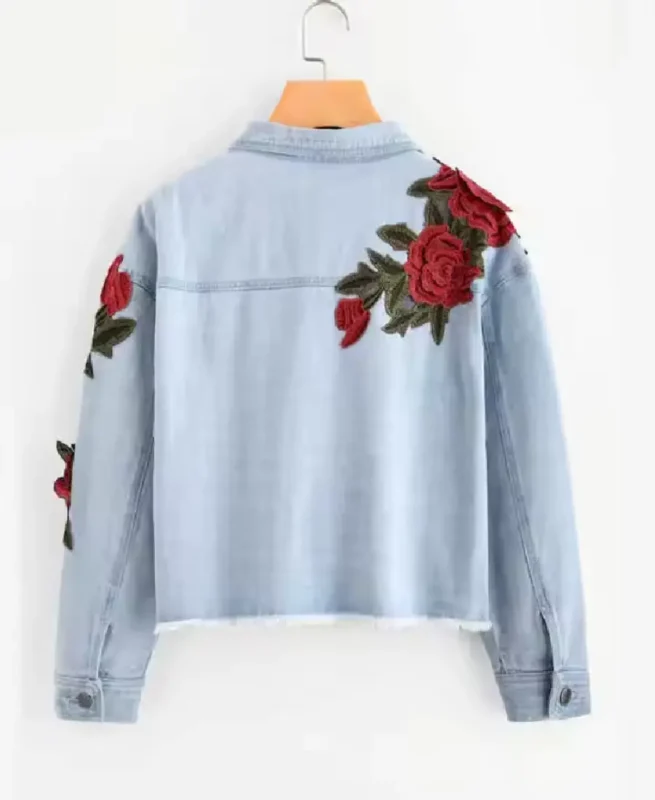 Shop The 3D Rose Embroidery Patch Denim Jacket