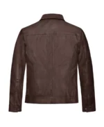 Shop The Men's Belted Collar Dark Brown Leather Jacket