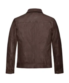Shop The Men's Belted Collar Dark Brown Leather Jacket