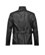 Shop The Men's Belted Solid Black Leather Jacket