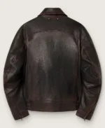 Men's Nappa Dark Brown Leather Bomber Jacket - Image 2