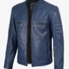 Men's Cafe Racer Blue Leather Jacket