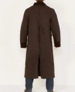 Men's Brown Long Canvas Duster Coat - Image 2