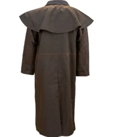 Men's Distressed Dark Brown Canvas Duster Coat