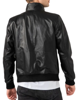 Shop The Black Men's Leather Bomber Jacket