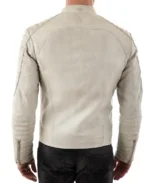 Shop The Vintage Fiamma White Leather Biker Jacket