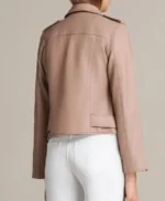 Shop The Women's Beige Leather Biker Jacket
