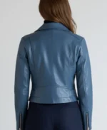 Shop The Women's Ellie Blue Leather Jacket