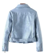 Shop The Women's Embroidered Lapel Collar Leather Jacket Back