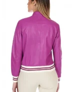 Shop The Women's Lilac G154 Leather Bomber Jacket