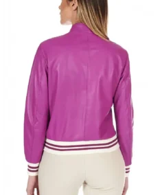 Shop The Women's Lilac G154 Leather Bomber Jacket