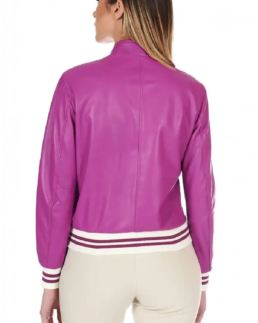 Shop The Women's Lilac G154 Leather Bomber Jacket