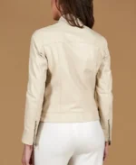 Shop The Women's Linda Cream Nappa Moto Leather Jacket
