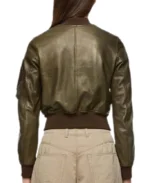 Shop The Women's Livia Green Leather Bomber Jacket