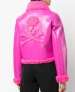 Shop The Women's Philipp Plein Faux Shearling Trim Biker Jacket