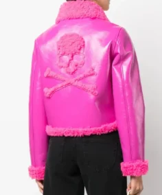 Shop The Women's Philipp Plein Faux Shearling Trim Biker Jacket