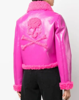 Shop The Women's Philipp Plein Faux Shearling Trim Biker Jacket