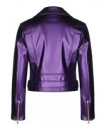 Shop The Women's Purple Lapel Style Leather Jacket