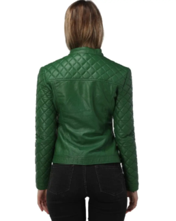 Shop The Women's Quilted Sleeves Bomber Leather Jacket