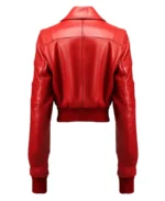 Shop The Women's Shirt Style Red Leather Bomber Jacket