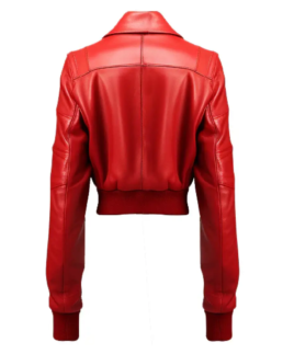 Shop The Women's Shirt Style Red Leather Bomber Jacket