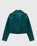 Shop The Women's Teal Lapel Style Leather Jacket