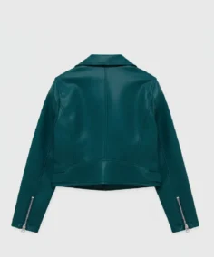 Shop The Women's Teal Lapel Style Leather Jacket