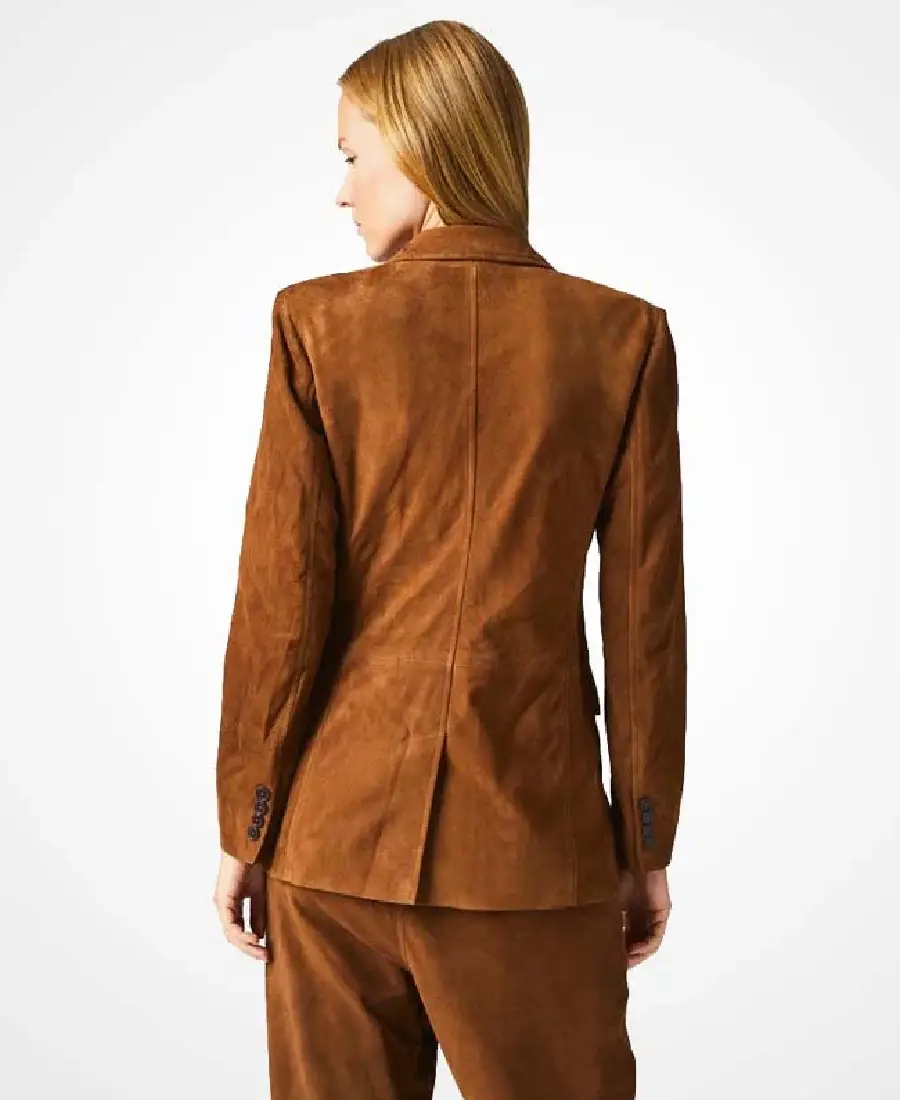 Shop Women Brown Suede Leather Blazer
