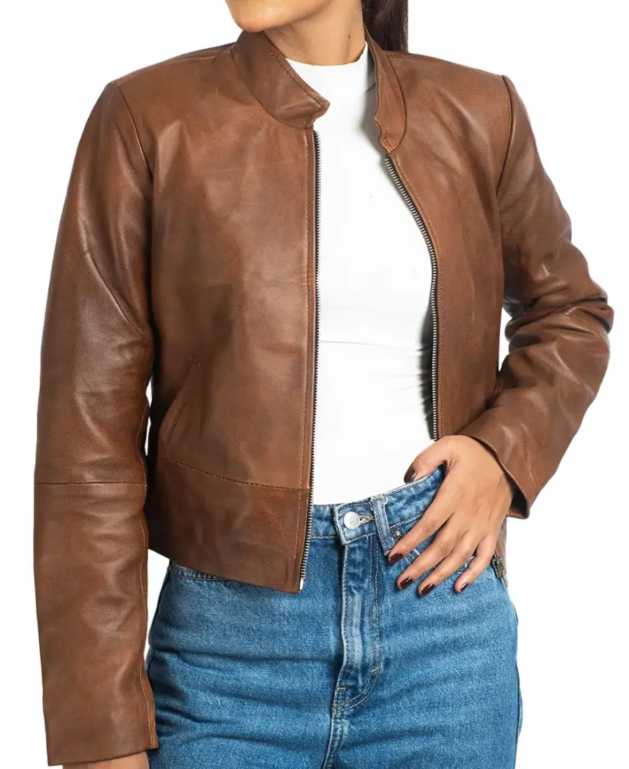 Women'S Vintage Evelyn Leather Jacket 3 Shop Women'S Vintage Evelyn Leather Jacket