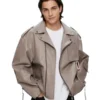 TLJ Urban Crest Biker Leather Jacket Front Side View - Trendy Leather Jackets