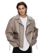 TLJ Urban Crest Biker Leather Jacket Front Side View - Trendy Leather Jackets
