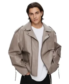 TLJ Urban Crest Biker Leather Jacket Front Side View - Trendy Leather Jackets