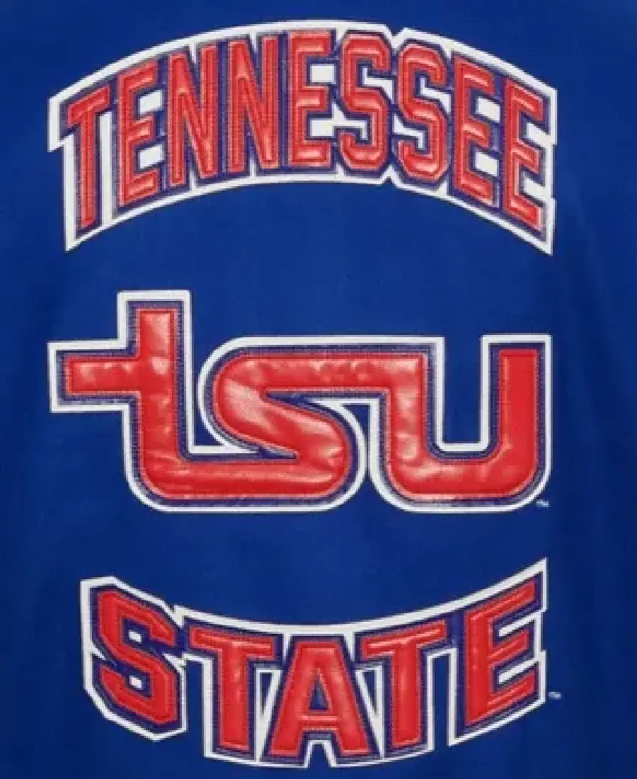 Tennessee State University Blue Varsity Jacket 4 Tennessee State University Blue Varsity Jacket Back