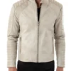Vintage Fiamma White Leather Biker Jacket