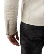 Vintage Fiamma White Leather Biker Jacket Sleeves