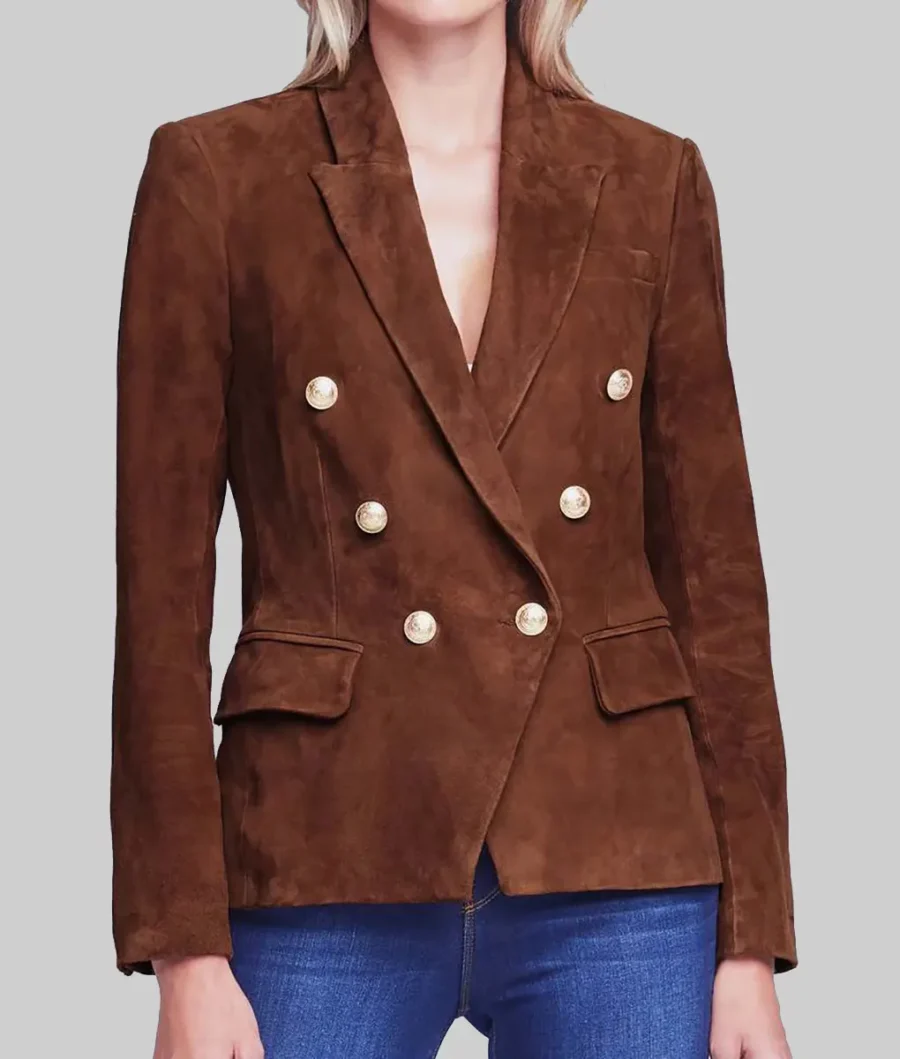 Alternative view of Women Brown Suede Leather Blazer
