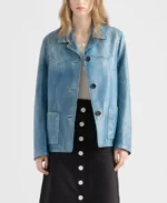 Women Blue Nappa leather Jacket