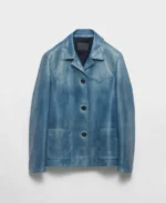 Women Blue Nappa leather Jacket - Image 3