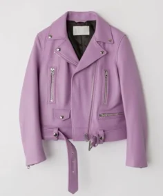 Women's Acne Purple Lapel Style Leather Jacket