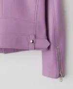 Women's Acne Purple Lapel Style Leather Jacket Sleeves