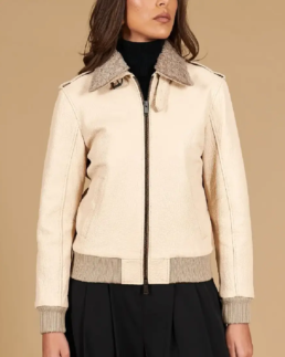 Women's Antea Wrinkled Leather Bomber Jacket