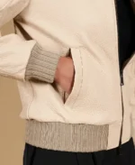 Women's Antea Wrinkled Leather Bomber Jacket Sleeves