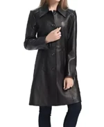 Women's Black Duster Leather Coat