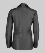 Women Paula Slim Fit Black Leather Blazer - Image 4