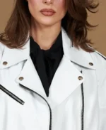 Women's Camy Biker Leather Jacket Collar